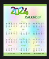 2024 calendario modelo vector