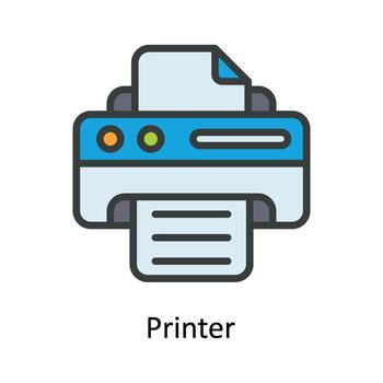 Printer  Vector Fill outline Icon Design illustration. Network and communication Symbol on White background EPS 10 File