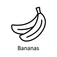 Bananas Vector outline Icon Design illustration. Food and drinks Symbol on White background EPS 10 File
