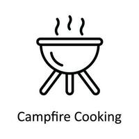 Campfire Cooking Vector outline Icon Design illustration. Food and drinks Symbol on White background EPS 10 File
