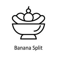 Banana Split Vector outline Icon Design illustration. Food and drinks Symbol on White background EPS 10 File