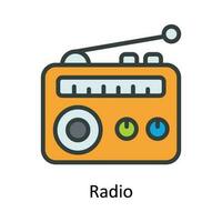 radio vector llenar contorno icono diseño ilustración. multimedia símbolo en blanco antecedentes eps 10 archivo