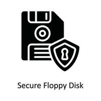 Secure Floppy Disk Vector  solid Icon Design illustration. Cyber security  Symbol on White background EPS 10 File