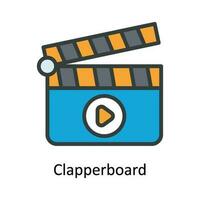 Clapperboard Vector  Fill outline Icon Design illustration. Multimedia Symbol on White background EPS 10 File