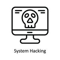 sistema hackear vector contorno icono diseño ilustración. ciber seguridad símbolo en blanco antecedentes eps 10 archivo