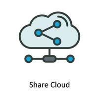 Share Cloud  Vector Fill outline Icon Design illustration. Network and communication Symbol on White background EPS 10 File