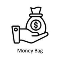 Money Bag Vector    outline  Icon Design illustration. Digital Marketing  Symbol on White background EPS 10 File
