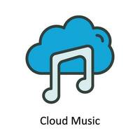 Cloud Music Vector  Fill outline Icon Design illustration. Multimedia Symbol on White background EPS 10 File