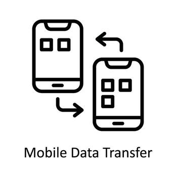 Mobile Data Transfer  Vector  outline Icon Design illustration. Network and communication Symbol on White background EPS 10 File