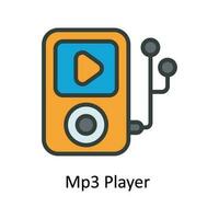 mp3 jugador vector llenar contorno icono diseño ilustración. multimedia símbolo en blanco antecedentes eps 10 archivo