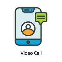 Video Call  Vector Fill outline Icon Design illustration. Network and communication Symbol on White background EPS 10 File