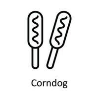 Corndog Vector outline Icon Design illustration. Food and drinks Symbol on White background EPS 10 File