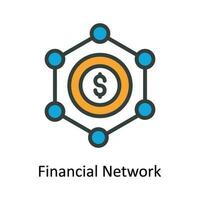 Financial Network   Vector Fill outline Icon Design illustration. Network and communication Symbol on White background EPS 10 File