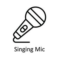 Singing Mic Vector   outline Icon Design illustration. Multimedia Symbol on White background EPS 10 File