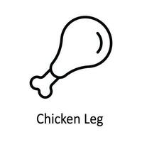 Chicken Leg Vector outline Icon Design illustration. Food and drinks Symbol on White background EPS 10 File