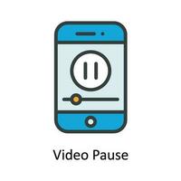 Video Pause Vector  Fill outline Icon Design illustration. Multimedia Symbol on White background EPS 10 File