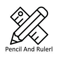 Pencil And Ruler Vector outline Icon Design illustration. Education Symbol on White background EPS 10 File