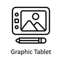 Graphic Tablet Vector   outline Icon Design illustration. Multimedia Symbol on White background EPS 10 File