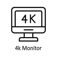 4k Monitor Vector  outline Icon Design illustration. Online streaming Symbol on White background EPS 10 File