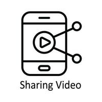 Sharing Video Vector  outline Icon Design illustration. Online streaming Symbol on White background EPS 10 File