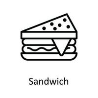 Sandwich Vector outline Icon Design illustration. Food and Drinks Symbol on White background EPS 10 File