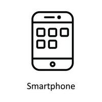 teléfono inteligente vector contorno icono diseño ilustración. usuario interfaz símbolo en blanco antecedentes eps 10 archivo