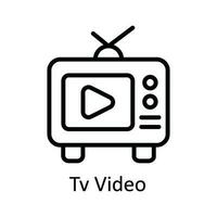 Tv Video Vector  outline Icon Design illustration. User interface Symbol on White background EPS 10 File