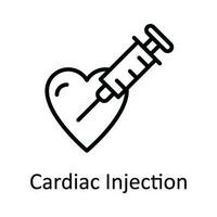 Cardiac Injection Vector  outline Icon Design illustration. Medical and Health Symbol on White background EPS 10 File