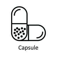 Capsule Vector  outline Icon Design illustration. Medical and Health Symbol on White background EPS 10 File