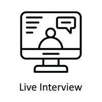 Live Interview Vector  outline Icon Design illustration. Online streaming Symbol on White background EPS 10 File