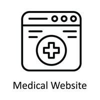 médico sitio web vector contorno icono diseño ilustración. médico y salud símbolo en blanco antecedentes eps 10 archivo