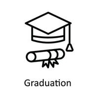 Graduation  Vector outline Icon Design illustration. Education Symbol on White background EPS 10 File