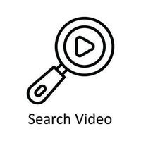 Search Video Vector  outline Icon Design illustration. Online streaming Symbol on White background EPS 10 File