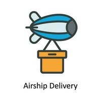 Airship Delivery  Vector  Fill outline Icon Design illustration. Shipping and delivery Symbol on White background EPS 10 File