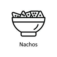 nachos vector contorno icono diseño ilustración. comida y bebidas símbolo en blanco antecedentes eps 10 archivo