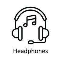 Headphones Vector   outline Icon Design illustration. Multimedia Symbol on White background EPS 10 File