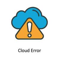 Cloud Error Vector Fill outline Icon Design illustration. Cyber security  Symbol on White background EPS 10 File