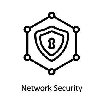 Network Security Vector  outline Icon Design illustration. Cyber security  Symbol on White background EPS 10 File