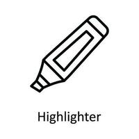 Highlighter Vector outline Icon Design illustration. Education Symbol on White background EPS 10 File