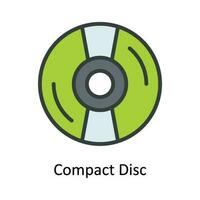 Compact Disc Vector  Fill outline Icon Design illustration. Multimedia Symbol on White background EPS 10 File