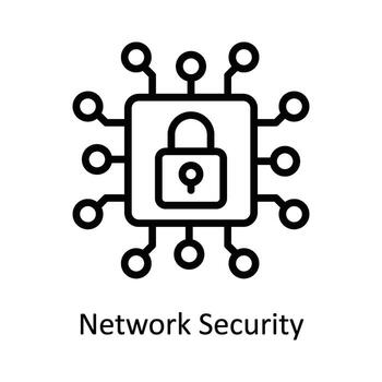 Network Security  Vector  outline Icon Design illustration. Network and communication Symbol on White background EPS 10 File