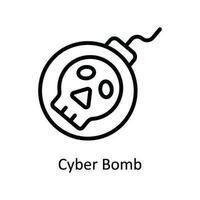 ciber bomba vector contorno icono diseño ilustración. ciber seguridad símbolo en blanco antecedentes eps 10 archivo