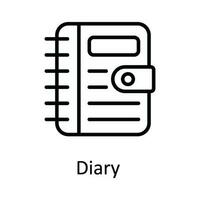 Diary  Vector outline Icon Design illustration. Education Symbol on White background EPS 10 File