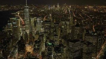 Establishing shot of modern cityscape high rise skyscrapers buildings in business district video