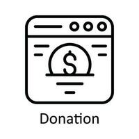 Donation Vector  outline Icon Design illustration. Online streaming Symbol on White background EPS 10 File