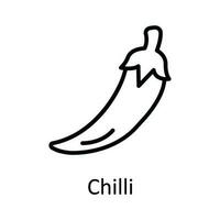 Chilli Vector outline Icon Design illustration. Food and drinks Symbol on White background EPS 10 File