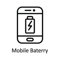 Mobile battery Vector  outline Icon Design illustration. User interface Symbol on White background EPS 10 File