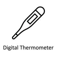 Digital Thermometer Vector  outline Icon Design illustration. Medical and Health Symbol on White background EPS 10 File