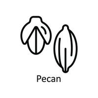 Pecan Vector outline Icon Design illustration. Food and Drinks Symbol on White background EPS 10 File