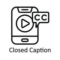 Closed Caption Vector  outline Icon Design illustration. Online streaming Symbol on White background EPS 10 File